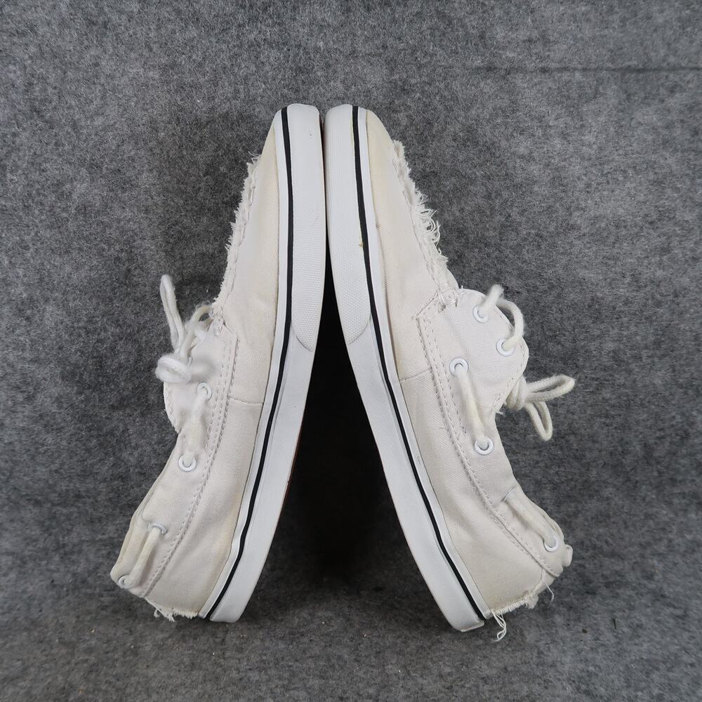 Vans Shoes Womens 7 Boat Shoe Sneakers Canvas White Casual Two Eye Trainer White - Picture 8 of 12